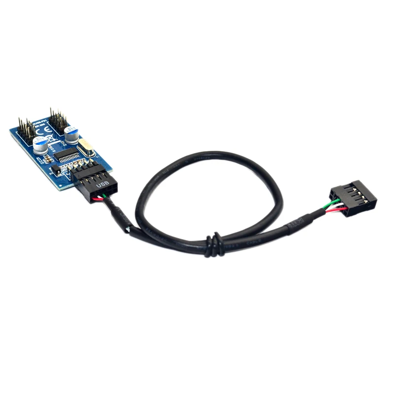 Материнская плата 9Pin USB коннектор на 2 штекера адаптер карта USB2.0 9Pin на двойной 9Pin коннектор разветвитель