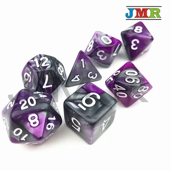 

Purple x Grey Color with Withe Portable Dice Playing Game for Dungeons and Dragons Mixed-color Effect Rpg Tabletop Game