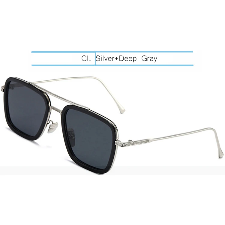 Silver-Deep Gray IVSTA Tony Stark солнцезащитные очки стимпанк очки Железный человек 3 панк стиль полета Роскошные брендовые дизайнерские очки модные Мстители близорукость - Цвет линз: Silver-Deep Gray