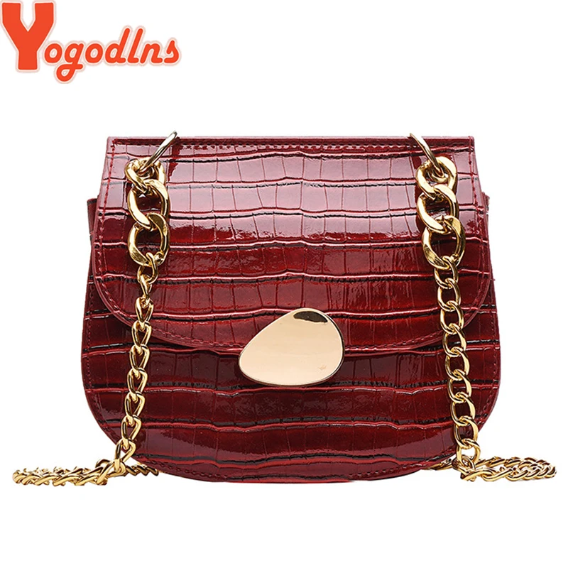 

Yogodlns Stone pattern Mini Crossbody bags For Women 2 Size PU Leather Ladies Chains Designer Handbags Lock Saddle Shoulder Bag