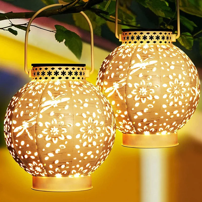 Promotion! 2 Pack Solar Lantern Hanging Retro Lights Outdoor Garden Yard Decor for Tree Fence Patio Warm Li | Лампы и освещение