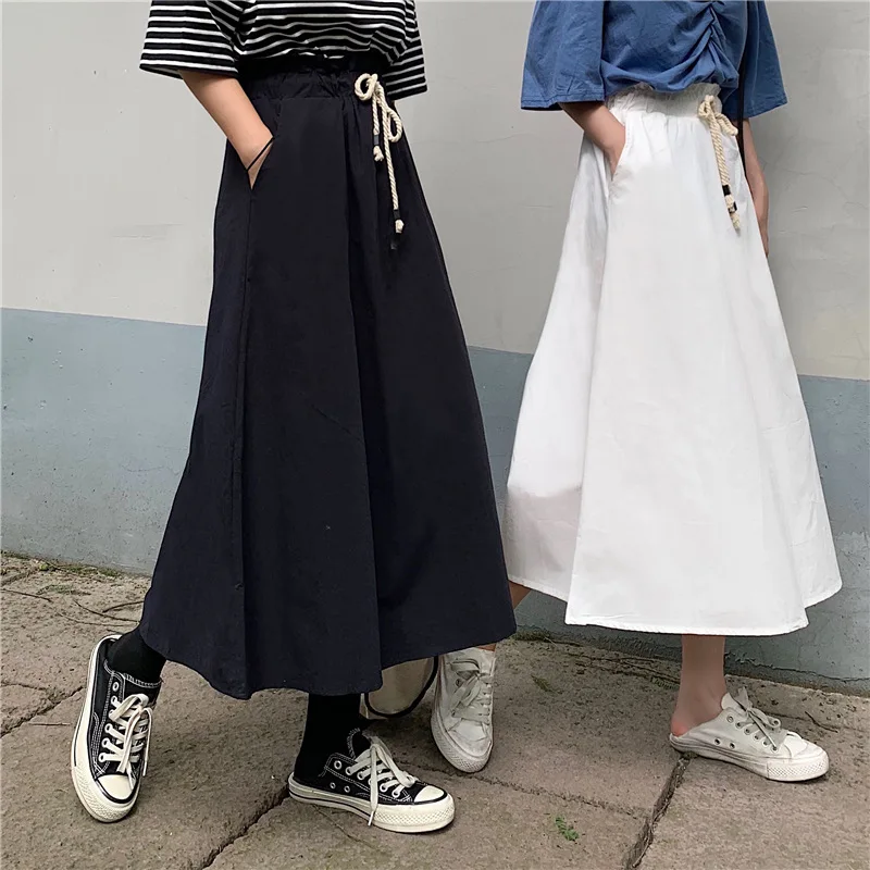 

Japanese-style Korean-style Harajuku Students Versatile High-waisted Loose-Fit A- line Half-length