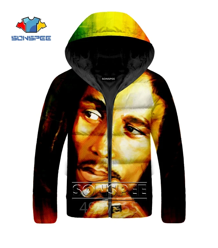 SONSPEE,, Bob Marley Singer, Harajuku, 3D принт, хип-хоп, пуховик для мужчин, wo, для мужчин, забавная, зимняя, теплая, уличная куртка, женская, новинка, G1 - Цвет: 4