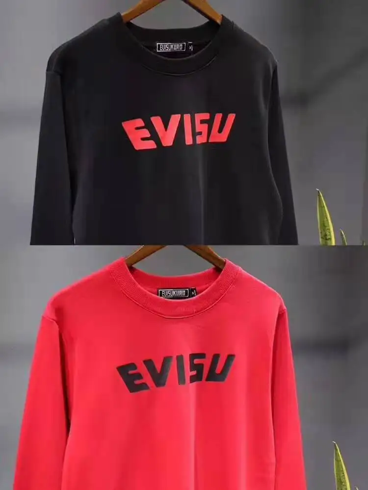 Осенне-зимний мужской Повседневный свитер Evisu теплая дышащая модная одежда с длинными рукавами для влюбленных мужчин и женщин