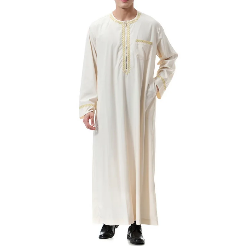 BEIGE SFIT jubba tobe, комплекты одежды для исламских мужчин, abaya jilbaba Moslem, рубашка, халат, Eid Mubarak, служение культу, средний Рамадан, Новинка - Цвет: BEIGE
