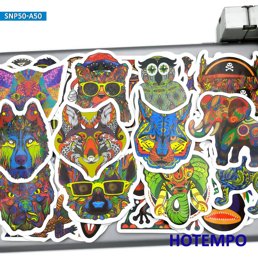 50pcs Totem Worship Animal Graffiti Mix Fashion Stickers for Mobile Phone Laptop Luggage Skateboard Bike Car Art Style Stickers