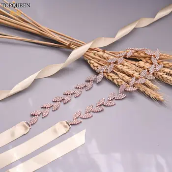 

TOPQUEEN Environmental Alloy Wedding Sash Bridal Belts Rose Gold Wedding Sash Sparkly Belts for Dresses Sparkle Belt S198-RG