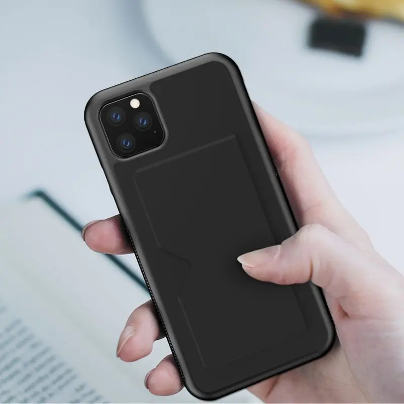 

2019 Shockproof Anti-scratch Anti-dust Cases For IPhone 11 Pro MAX With Card Slots Solid Color Covers