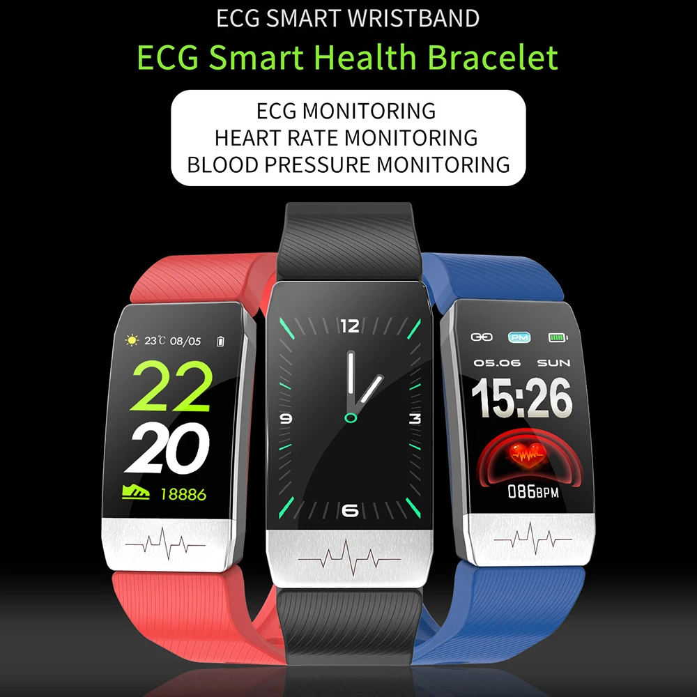 

T1S Fitness Watch 1.14in Color Screen Sport Intelligent Fitness Tracker Heart Rate Temperature Immunity Monitoring ECG Function