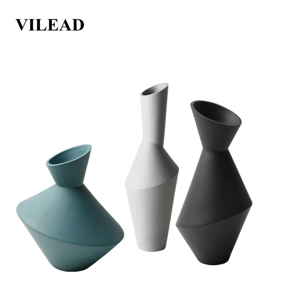 VILEAD 34 см керамическая Геометрическая ваза статуэтки в скандинавском стиле креативные абстрактные ремесла мягкие украшения домашний Декор Орнамент