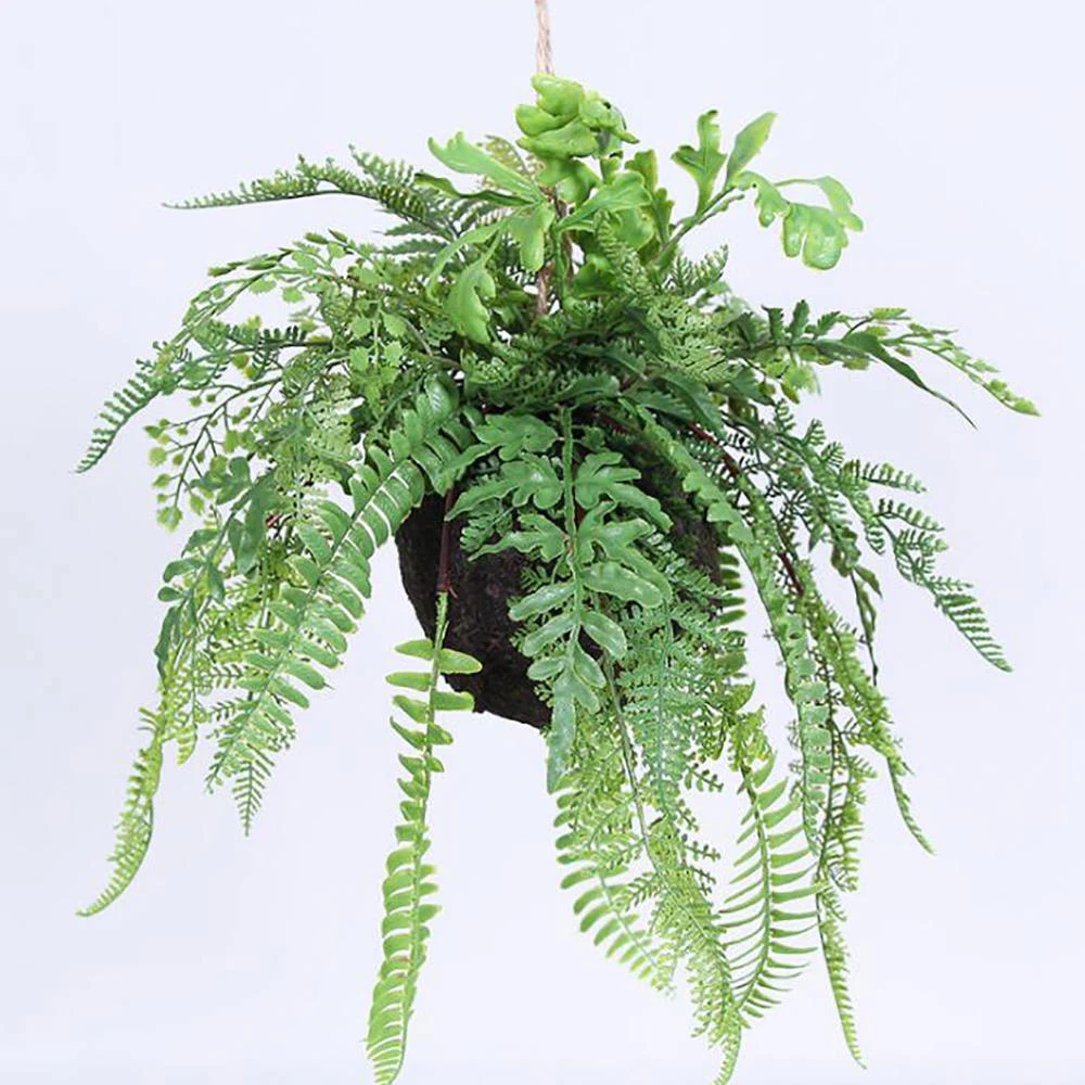 Artificial Plants Plastic Fern Green Leaf Hanging Ball Bonsai Home Garden Decoration Wedding Party Supplies