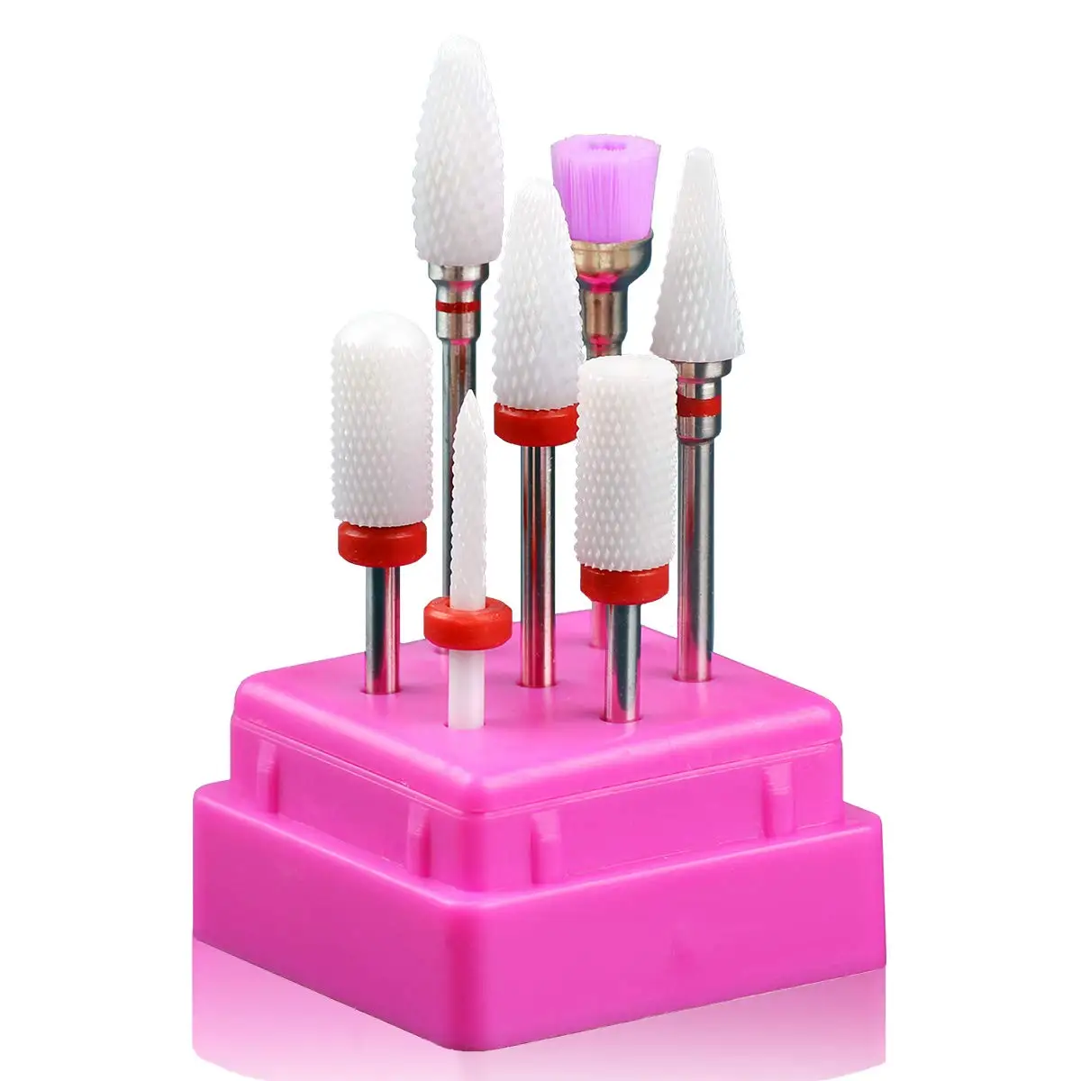 7Pcs Ceramic Nail Drill Bits Set for Nails Gel Polish Cuticle Manicure Milling Cutter For Manicure Kits Tools with Holder 26 type manicure ceramic milling cutter nail drill bits manicure machine nail files manicure cutter nail art tools equipment