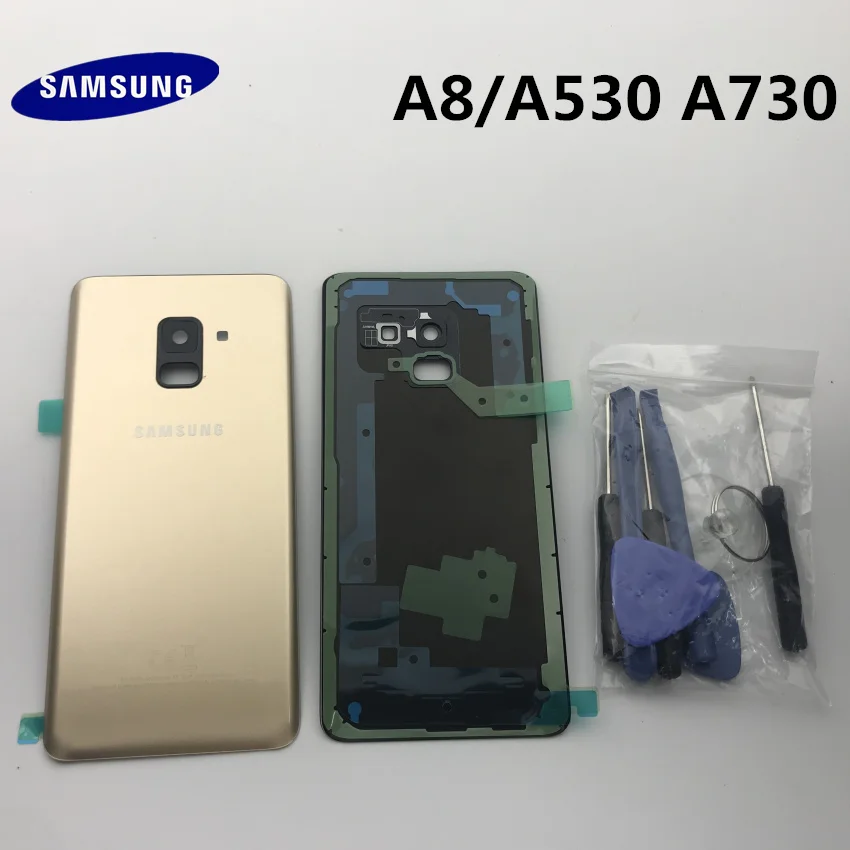 Чехол для samsung Galaxy A8 A530 A8+ plus A730, задняя крышка, корпус, запасные части+ стеклянная рамка для камеры+ Инструменты