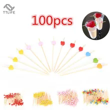 TTLIFE 100 шт 12 см сердце бамбуковые для еды Шпажки для канапе кекс фрукты вилка вечерние торт десерт салат растительные палочки зубочистка шампур