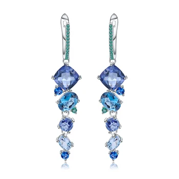 

New Style Mystic Quartz Topaz Drop Earrings Women 925 Sterling Silver Handmade Tassel Dangle Drop Female Creative Jewelry