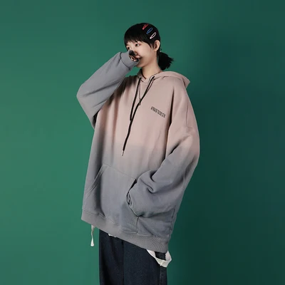 Women's sweatshirts new loose Korean BF lazy style couple hooded long sleeve gradual chang sweatshirt hoodies