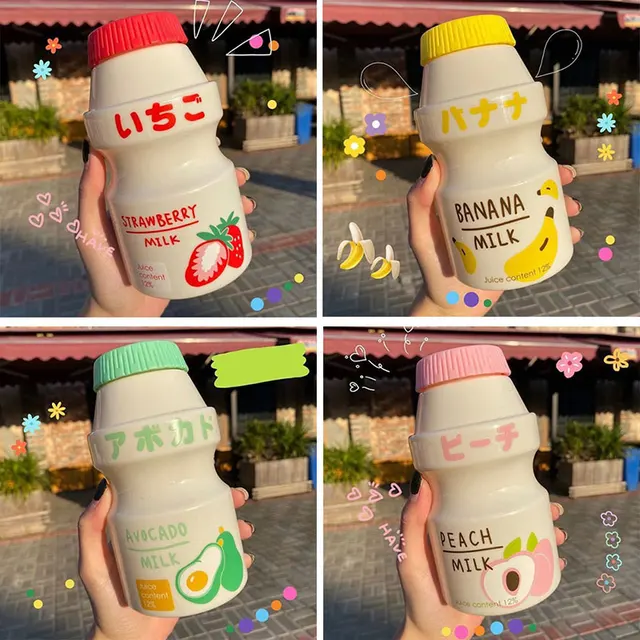 480ml Plastic Water Bottle Cute Tour Drinking Bottles Shaker Yakult Shape Kawaii Milk Carton Glass Water Bottles For Girl Bidon 2