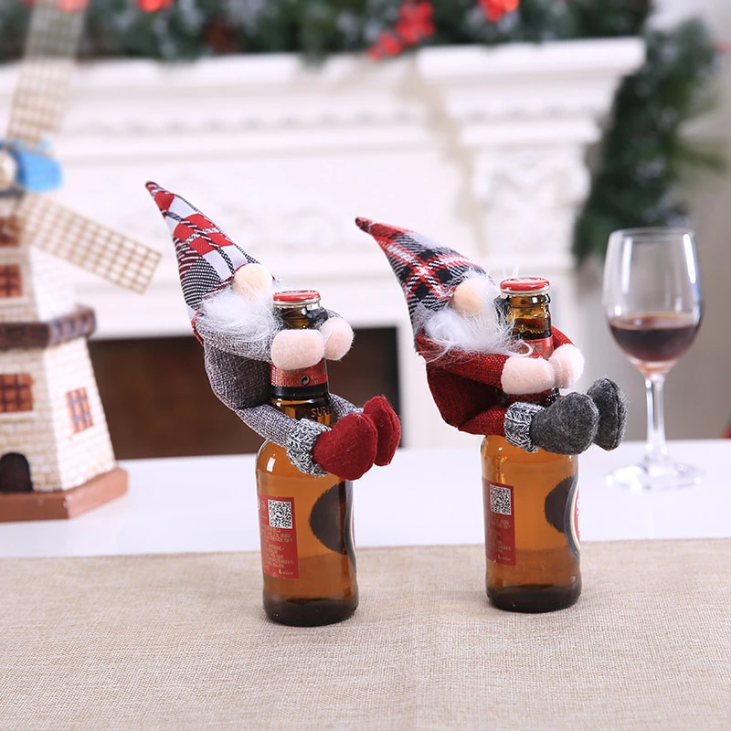 

Christmas Accessories Wine Bottle Cover Set Christmas Decor Santa Claus Snowman Bottle Cover Bag New Year Xmas Dinner Party