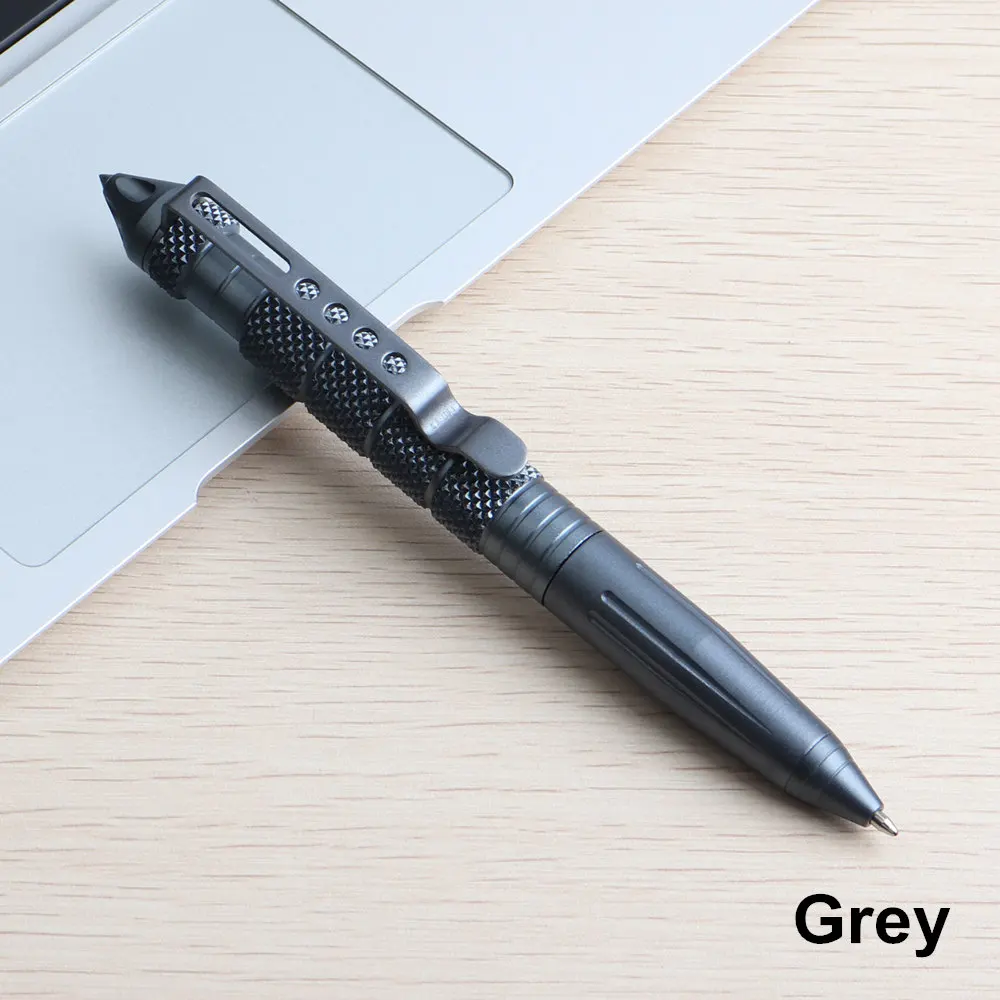 Grey 1 шт. GENKKY многофункциональная ручка тактическая Вольфрамовая сталь вращающийся инструмент унисекс ручка оконное стекло металлическая шариковая многофункциональная - Цвет: Grey