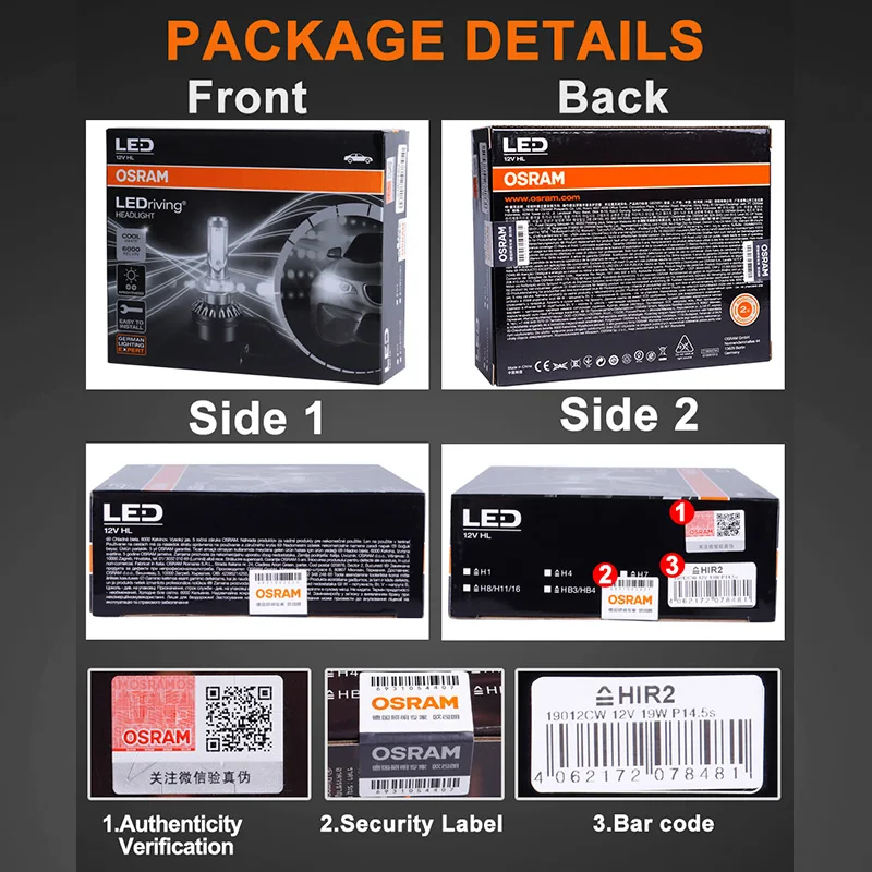 OSRAM СВЕТОДИОДНЫЙ 9012 HIR2 светодиодсветильник фары H1 H4 HB2 9003 9005 9006 HB4 HB3 H11