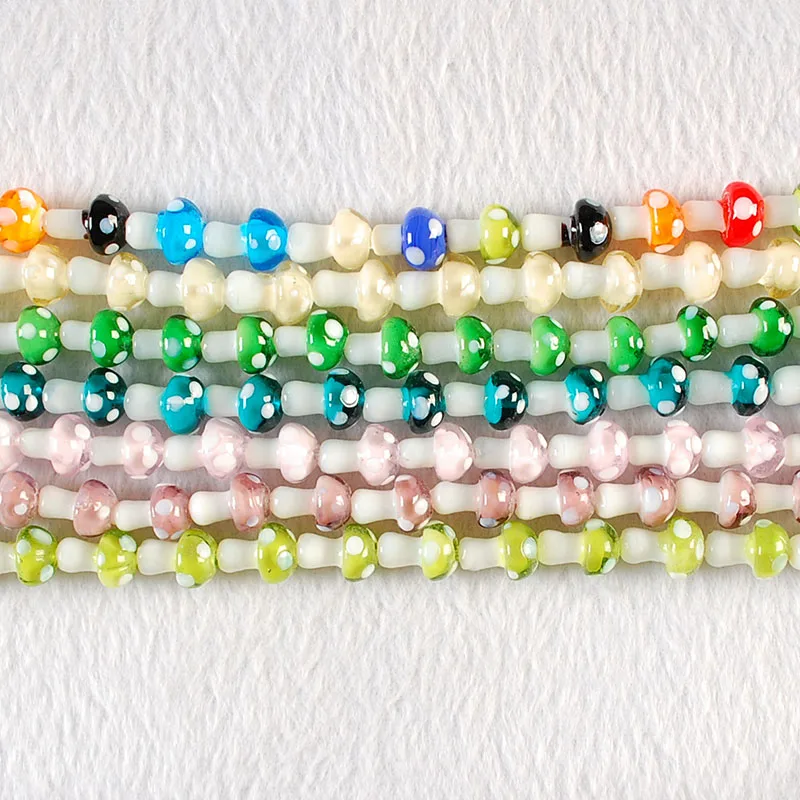 25Pcs 13x10mm Mushroom Lampwork Glass Loose Beads for DIY Crafts Jewelry Making Findings Handmade Jewelry Beads