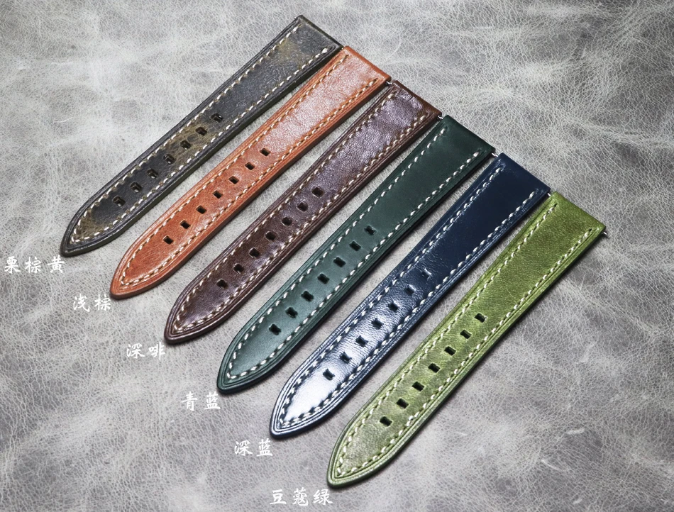 

Handmade Watch band Breathable Oil Wax Crazy Horse Leather 18 19 20 21 22 Genuine Leather Quick Release Strap Bracelet Wristband
