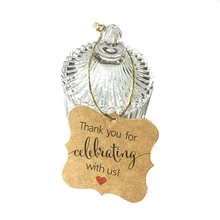 100 шт спасибо за празднование с нами бирки Крафт Бумажная подарочная упаковка бирки с натуральным джутовым шпагатом для детского душа, Рождества, свадьбы