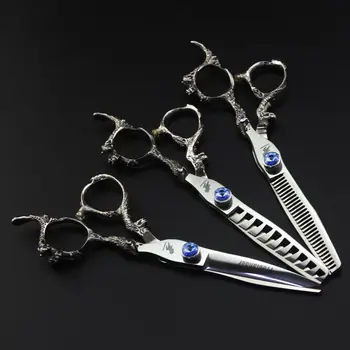

Professional 6 inch Japan 440C Dragon Hair Scissors Cutting Scissor Barber Thinning Shears Hairdressing Scissors