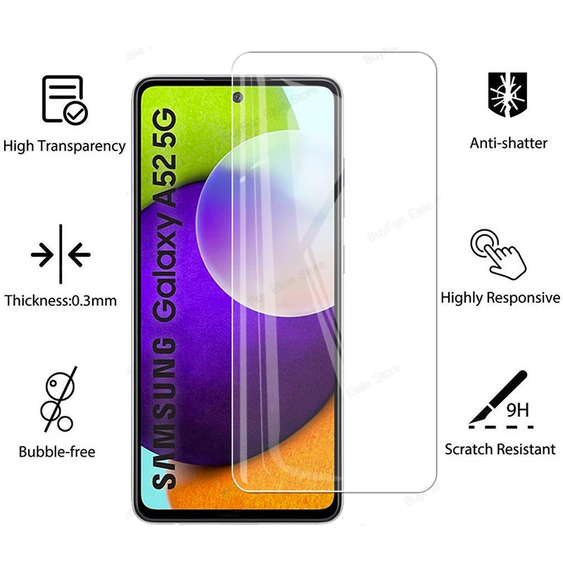 phone tempered glass 2 in 1 Tempered Glass On For Samsung Galaxy A52 Camera Lens Screen Protector For Samsung A52 A72 A 52 72 Protective Glass Film phone screen protectors