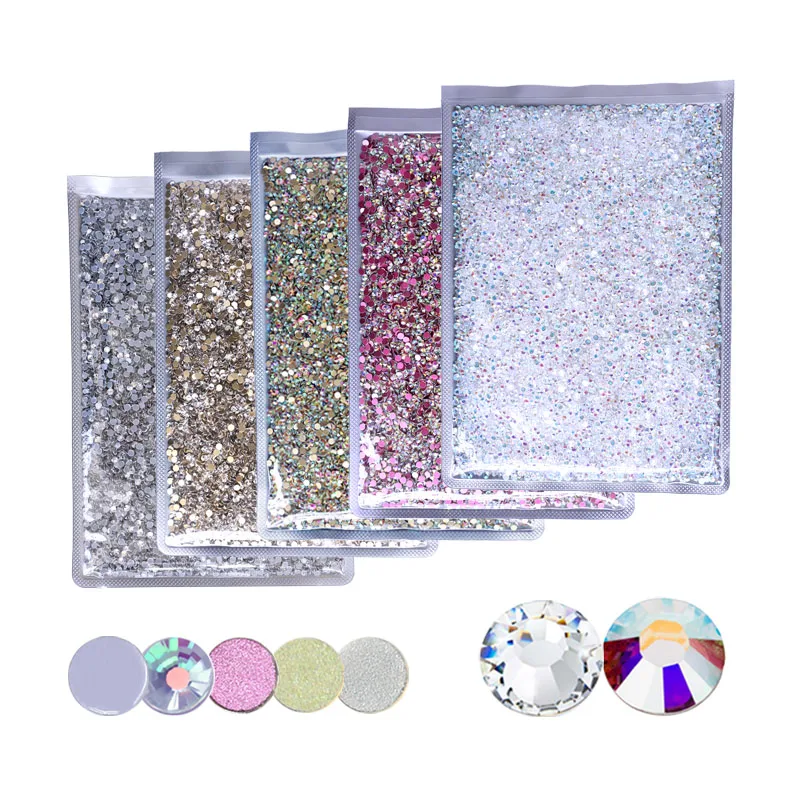 Clear Ab Bulk All'Ingrosso Grande Pacchetto Non Hot Fix Cristalli Strass Di Vetro Ss16 Ss20 Ss30 Retro Piatto Strass Nail Art Garment Stone