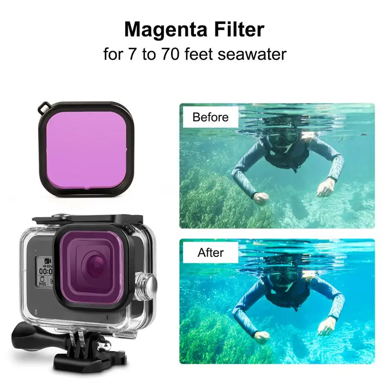 Для GoPro Hero 8 Водонепроницаемый Wi-Fi пульт дистанционного управления+ защитный чехол для дайвинга, набор для действий для Go Pro Hero 8, черные аксессуары