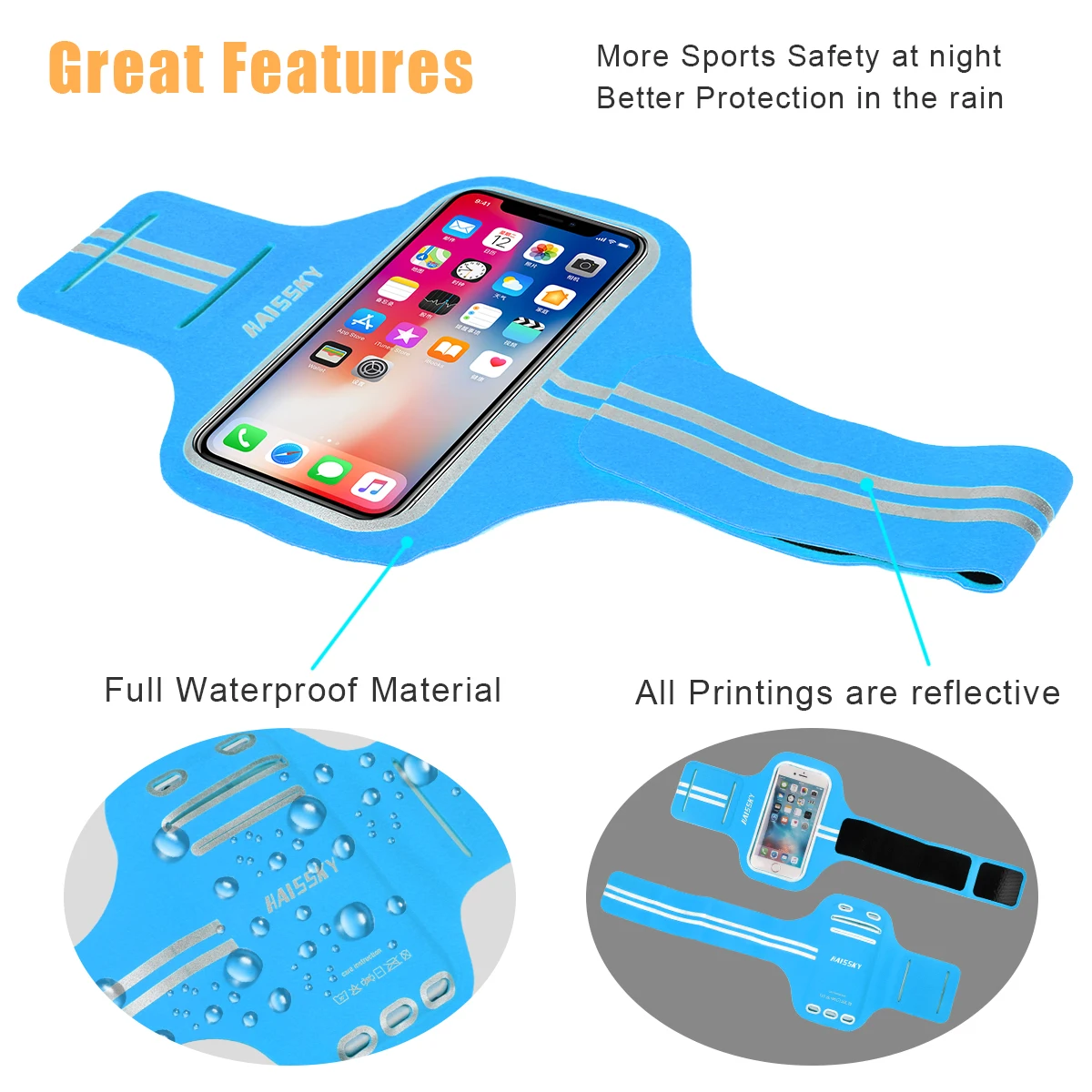 Спортивные нарукавники Haissky для бега iPhone 11 Pro Max X XR 8 7 6 Plus, нарукавная повязка для спортзала, фитнес-браслет для samsung S10 S9 huawei P30 P20 Lite