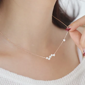 

Korean Simple 925 Sterling Silver Star Necklaces Pendants for Women Statement Necklaces Christmas Gifts