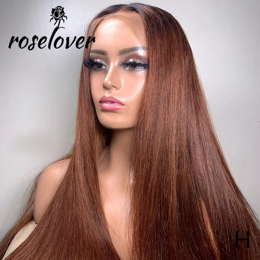 

Roselover 13*6 Lace Front Human Hair Wigs #33 Colored Remy Brazilian Human Hair Pre Plucked With Baby Hair For Women