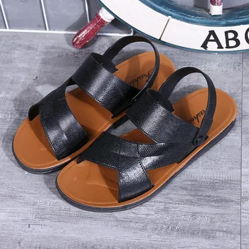 

Classics Casual Solid Gladiator Sandals For Men Basic Flat Beach Sandals Elastic Band PVC Sandale Homme