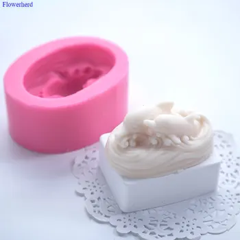 

Three-dimensional Two Small Dolphins Handmade Soap Silicone Mold DIY Soap Stome Mold Soap Making Set Bath Bomb Mold Cake Decor