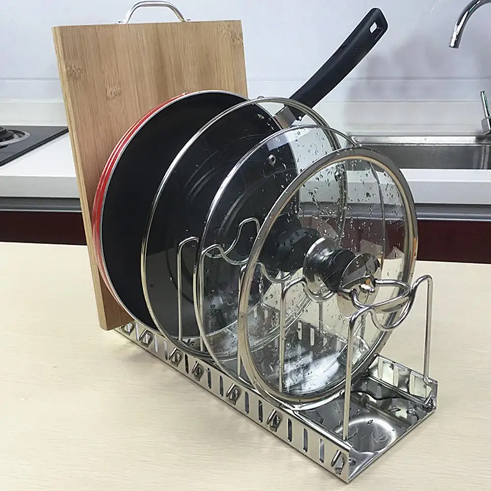 

Pan Cutting Board Holder Dishes Rack Storage Shelf Drainer Kitchen Organizer