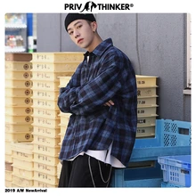 Privathinker Мужская и Женская Осенняя рубашка с длинным рукавом в стиле сафати Мужская Уличная Повседневная клетчатая рубашка мужская Осенняя модная одежда