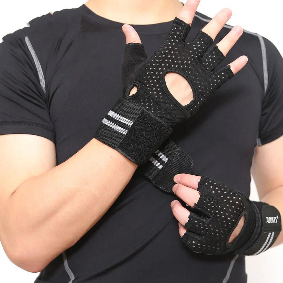 Мужские Женские перчатки для тренажерного зала фитнес с половиной пальца противоскользящие упражнения с сопротивлением тренировочные наручные перчатки дышащие тяжелая атлетика перчатки