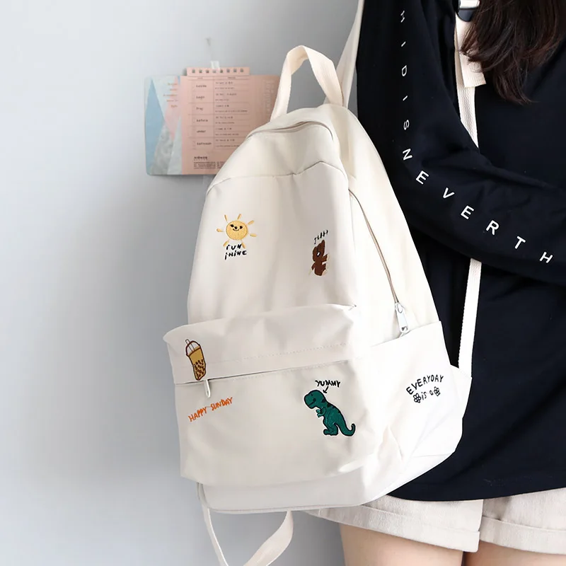 Female Cute Embroidery Backpack Women Harajuku School Bag Teenage Book Ladies Kawaii College Student Girl Bags Fashion | Багаж и сумки