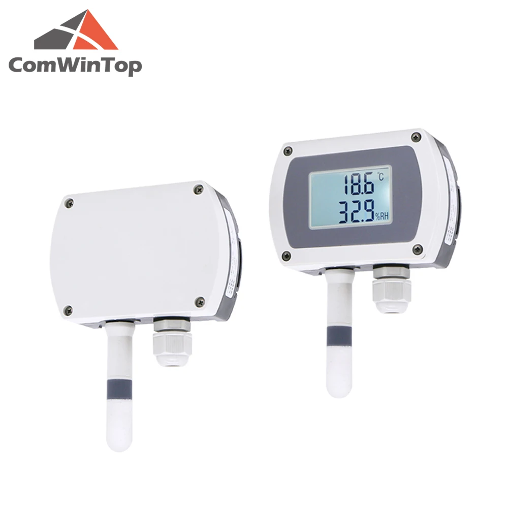 

4-20mA RS485 Modbus wall-mounted temperature and humidity transmitter Sensor with display track installation