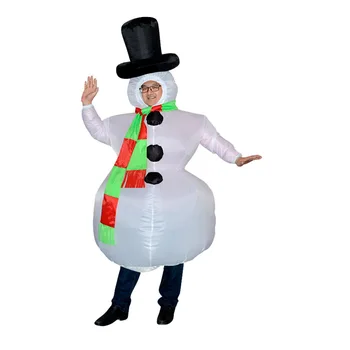 

Christmas Snowman Inflatable Costume Adult Men Women Halloween Cosplay Jumpsuit with Hat for Carnival Party Xmas Show