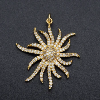 

5pcs/lot 36x30mm 100% CZ Zircon DIY Jewelry Fashion Sun Charm Pendant Wholesale Jewellwery Finding Supplies Top Quality