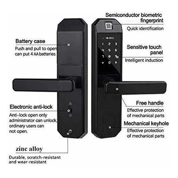 

Zinc Alloy Door Lock Biometric Fingerprint Anti theft Security Electronic