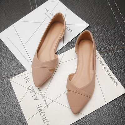 ตัวเลือกสินค้า รองเท้าส้นแบนผู้หญิง หนังนิ่ม Pointed Toe สีชมพู ดำ ไซส์ 33-44