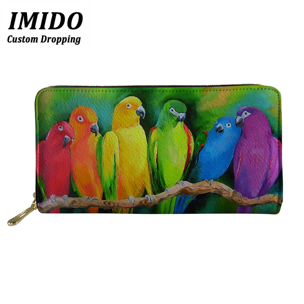 IMIDOO, Ретро кошелек, картина маслом, рисунок попугая, многофункциональные кошельки на молнии, женский кошелек, сумка, кошелек для мобильного телефона, новинка - Цвет: WLL5241