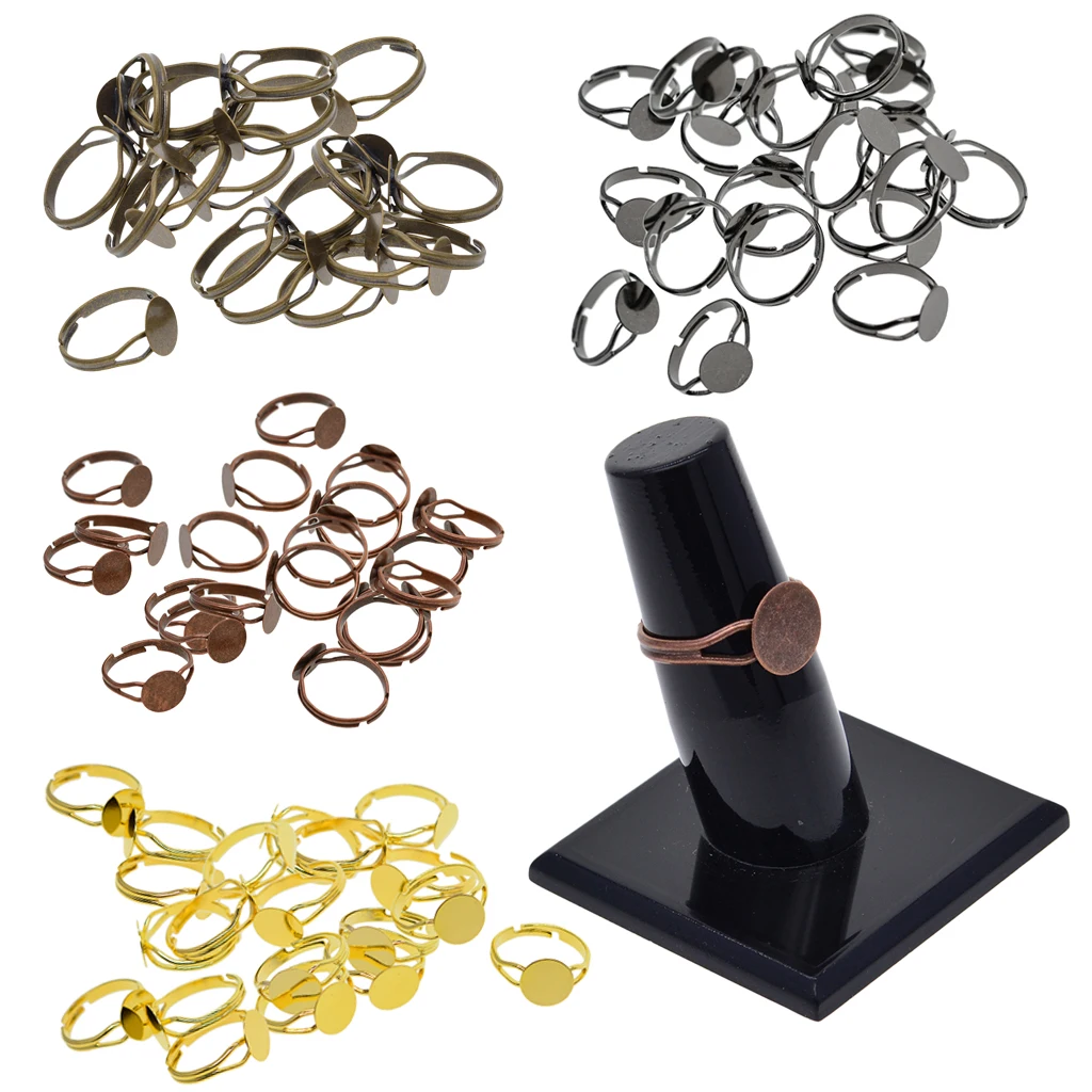 

20 Pack Adjustable Ring Blanks for Jewelry Making Cabochons Rings Components