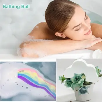 

Cloud Rainbow Color Bath Salt Ball Essential Oil Effervescent Bubble Bath Bombs Bath Bombs Exfoliating Moisturizing Bubble