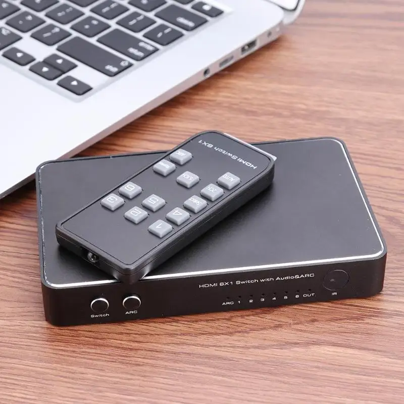 Прочный HDMI переключатель концентратор износостойкий HDMI переключатель разветвитель 6X1 SPDIF 3,5 мм аудио экстрактор конвертер с дистанционным управлением