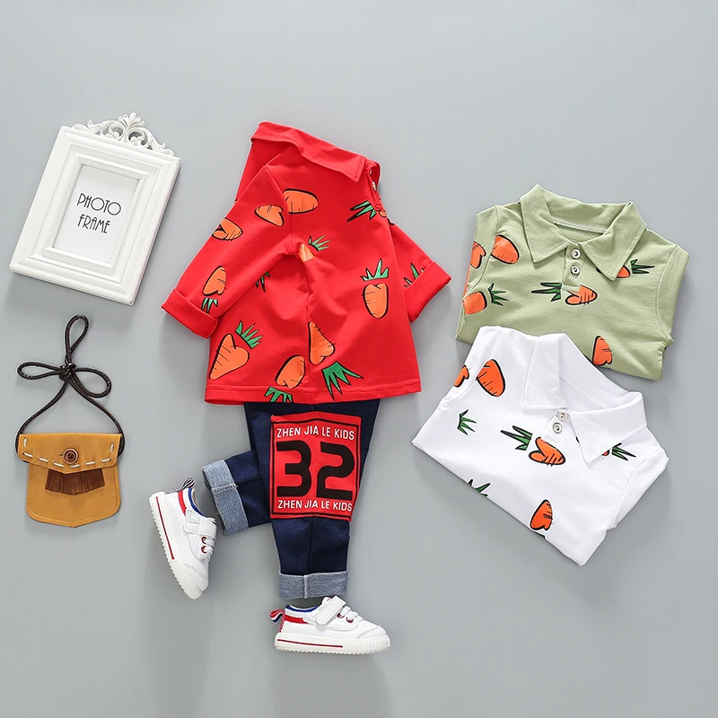 

Baby Boy Clothes set Top + Jeans Long Sleeve Cute Carrot Print Kid Clothing Boy Outfit Bebies Suits